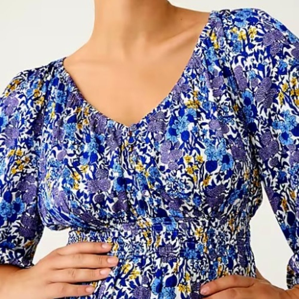 V-neck midi dress in fête floral print